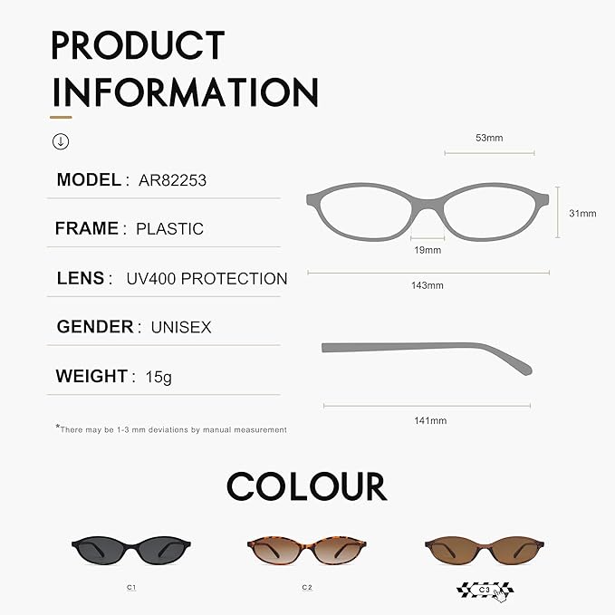 Retro Oval Cat Eye Sunglasses for Women Y2k Trendy Narrow Sunnies Designer Sun Glasses AR82253