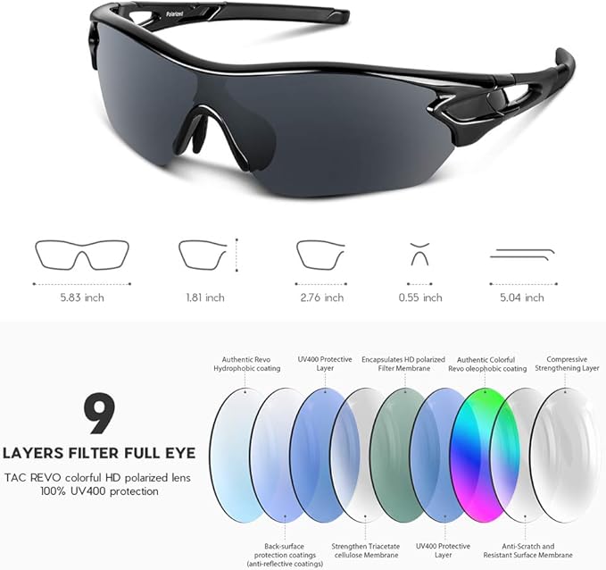 BEACOOL Polarized Sports Sunglasses for Men Women Youth Baseball Cycling Running Driving Fishing Golf Motorcycle TAC Glasses