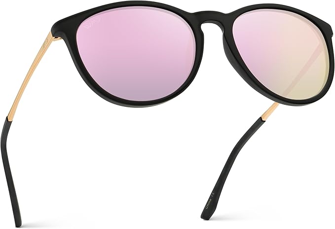 WearMe Pro Women's Round Sunglasses with Polarized UV Protection, Trendy Retro Designer Style