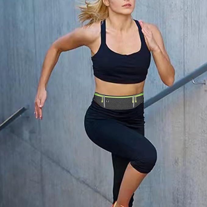 Waist pack sport running Belt Pack with adjustable Strap for running hiking travel outdoors sport (Grey, 3 Pockets)