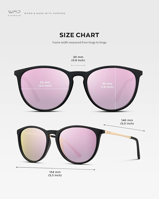 WearMe Pro Women's Round Sunglasses with Polarized UV Protection, Trendy Retro Designer Style