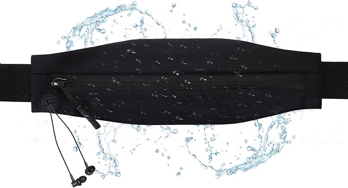 USHAKE Slim Running Belt for Women Men-Runners Phone Holder Fanny Pack, Adjustable, Bounce Free Waist Pouch bag for Workout, Money Belt, Run Gear Accessories Black Nude