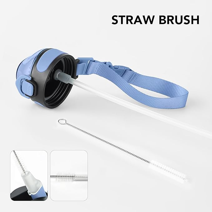 Enerbone 32 oz Insulated Water Bottle, Stainless Steel Bottle with Carrying Strap, Double-Wall Vacuum Insulation Design, Leakproof Sports Bottle with Straw, Keep Drinks Cold or Hot for Hours