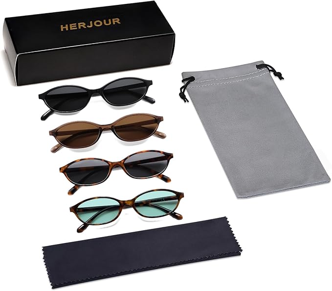 Retro Oval Cat Eye Sunglasses for Women Y2k Trendy Narrow Sunnies Designer Sun Glasses AR82253