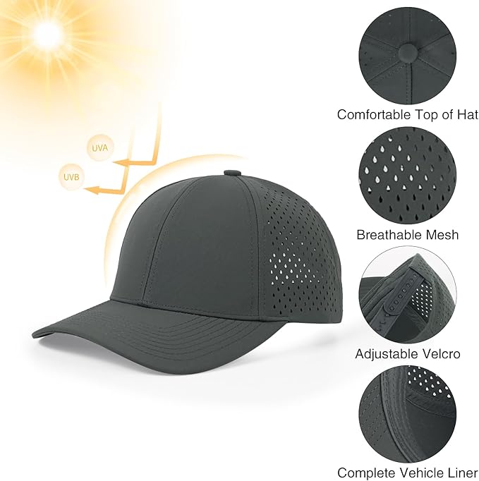 kozinu Quick Dry Baseball Cap Curved Brim Snapback Hat Laser Cut Mesh Ball Cap Golf Ball Cap for Men Women