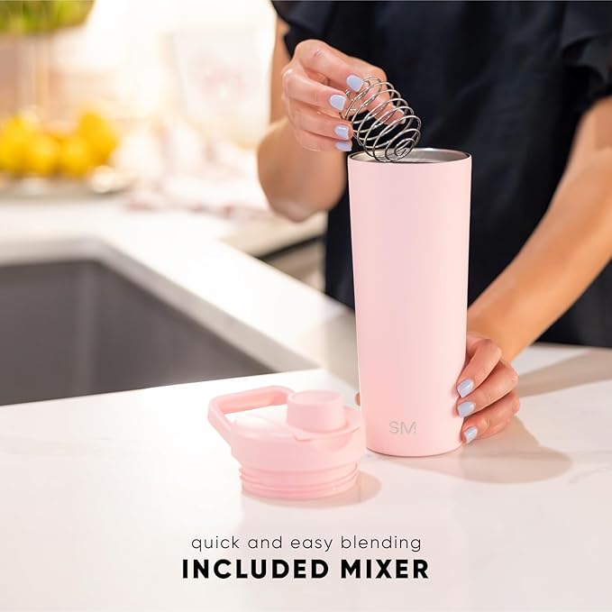 Simple Modern Stainless Steel Shaker Bottle with Ball 24oz | Metal Insulated Cup for Protein Mixes, Shakes and Pre Workout | Rally Collection | Lavender Mist