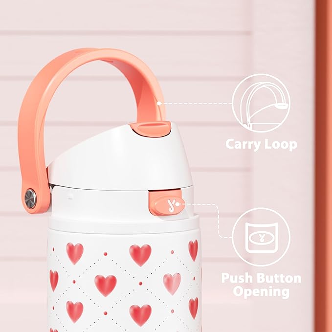 24 oz Valentine's Day Water Bottle: Meoky Stainless Steel Water Bottle with Straw and Spout Lid - Leak Proof, Cold for 24 Hours, Fits in Car Cup Holder, Valentines Day Gifts for Her Women Girls, Amora