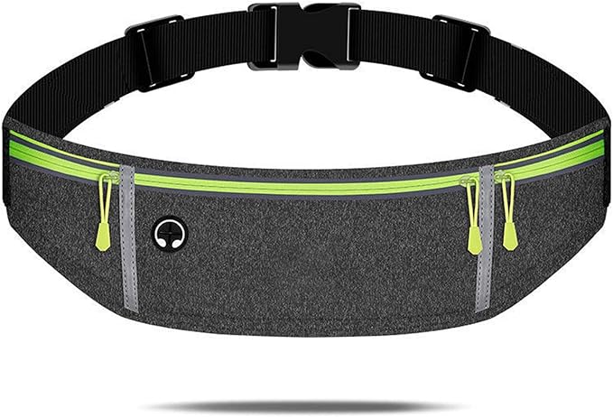 Waist pack sport running Belt Pack with adjustable Strap for running hiking travel outdoors sport (Grey, 3 Pockets)