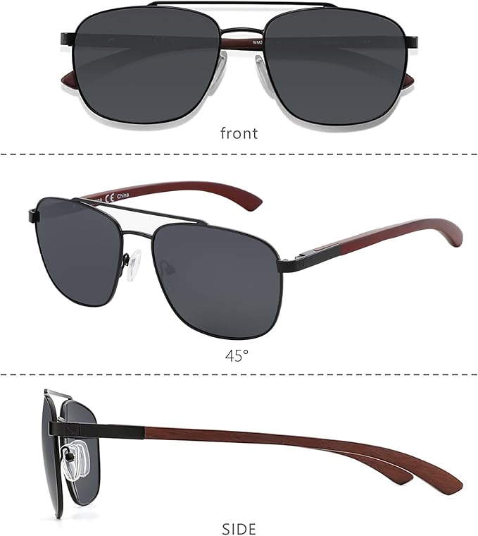 ZENOTTIC Aviator Wood Polarized Sunglasses for Men 100% UV Protection Fishing Driving Golf