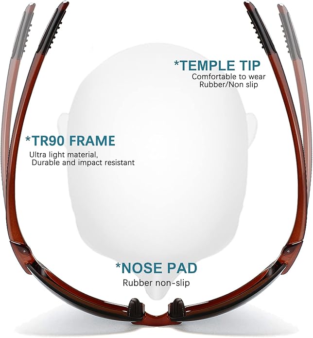 WISTON Sports Polarized Sunglasses for Men Women Tr90 Rimless Frame for Running Fishing Baseball Driving W8001