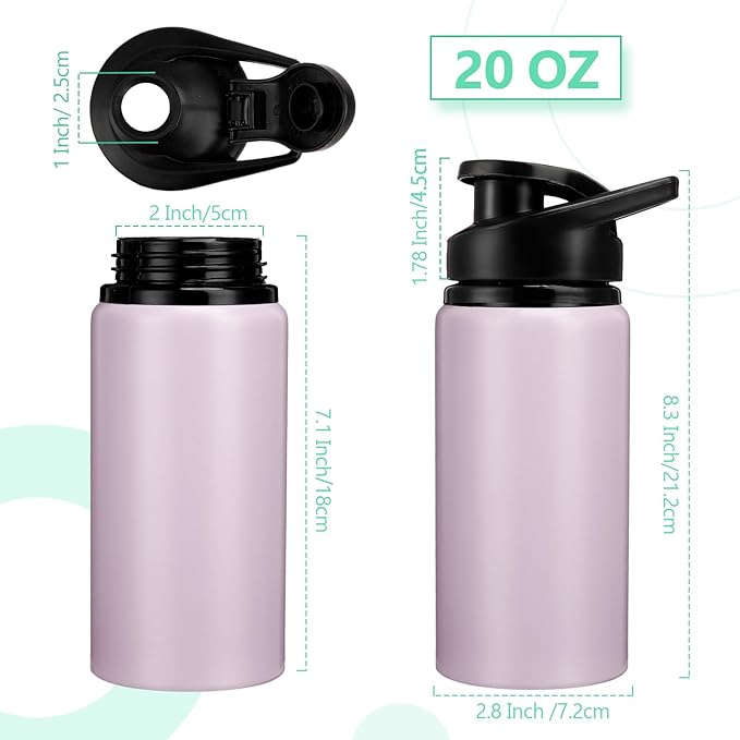 Domensi Aluminum Water Bottle Bulk Reusable Water Bottle, Lightweight Easy Carry Leakproof with Snap Lid Travel Bottles, for Gym Outdoor Sports Cycling Camping Fishing(20oz, 24 Pack)