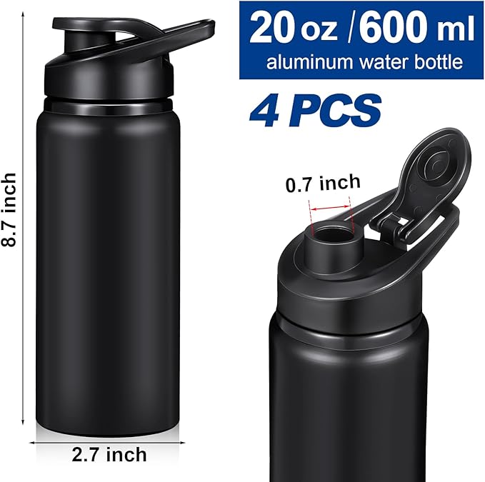 CHENGU Water Bottle Bulk 20 oz Aluminum Reusable Bottles Lightweight Snap Lid Water Cups Easy Carry Leak Proof Travel Tumbler for Gym Sports Camping Hiking Fishing