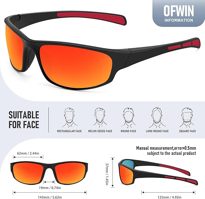 Sports Polarized Sunglasses for Men Women Wrap Around Sun Glasses Fishing Cycling Driving Running UV Protection