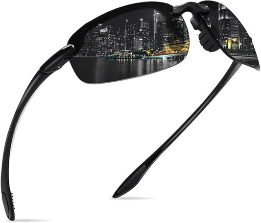 WISTON Sports Polarized Sunglasses for Men Women Tr90 Rimless Frame for Running Fishing Baseball Driving W8001