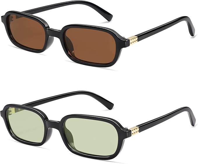 Retro Rectangular Sunglasses for Women Vintage Fashion Trendy Funny Small 90s Square Sunnies 2025 AP3698