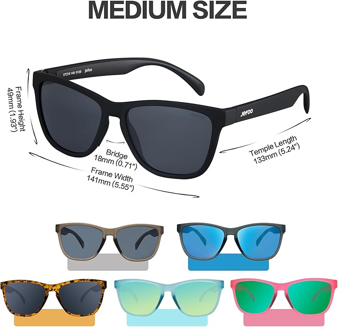 Jefoo Polarized Sports Sunglasses for Women Men Running Retro Trendy Sun Glasses UV400 Protection Tangle Free