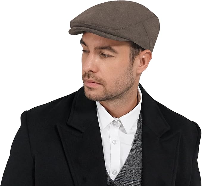 KUJUHA Newsboy Hats for Men Flat Irish Cabbie Ivy Gatsby Newsboy Driving Hat Hunting Cap Winter Hat
