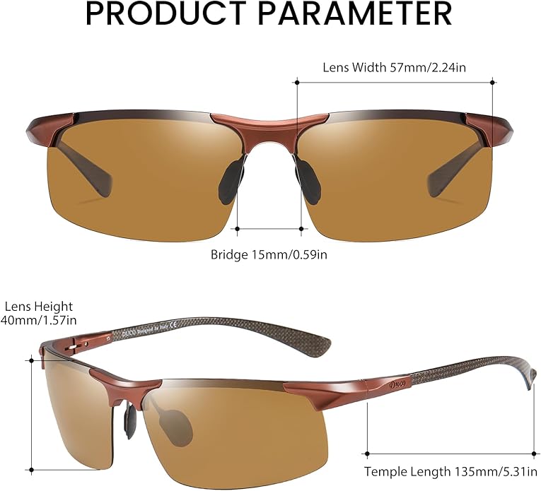 DUCO Mens Sunglasses Polarized Sports Fishing Running Driving Carbon Fiber Sunglasses for Men UV400 Protection DC8277