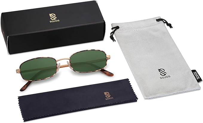 SOJOS Trendy Small Y2k Rectangle Sunglasses Womens Mens, Retro Narrow Chic Thin Skinny Sunnies SJ1187