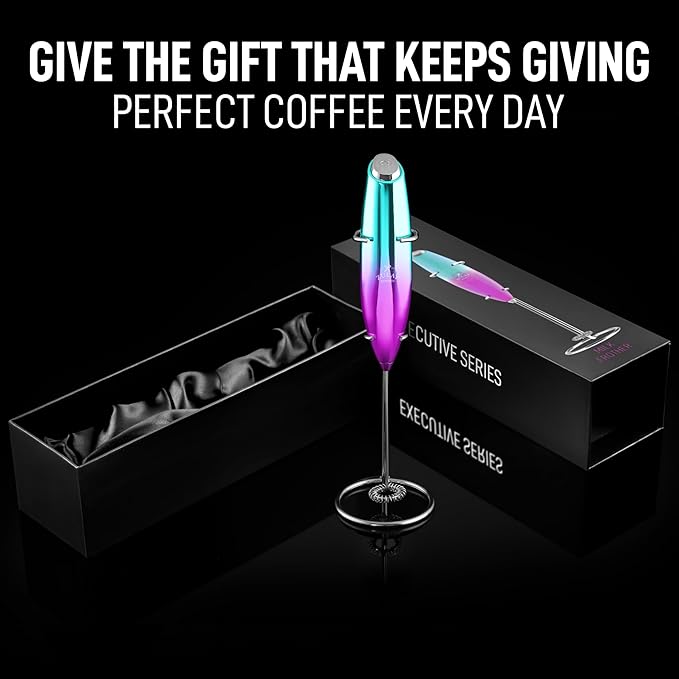 ZK Exec Series UV Milk Frother - Teal Pink Fade w Silver OG Stand