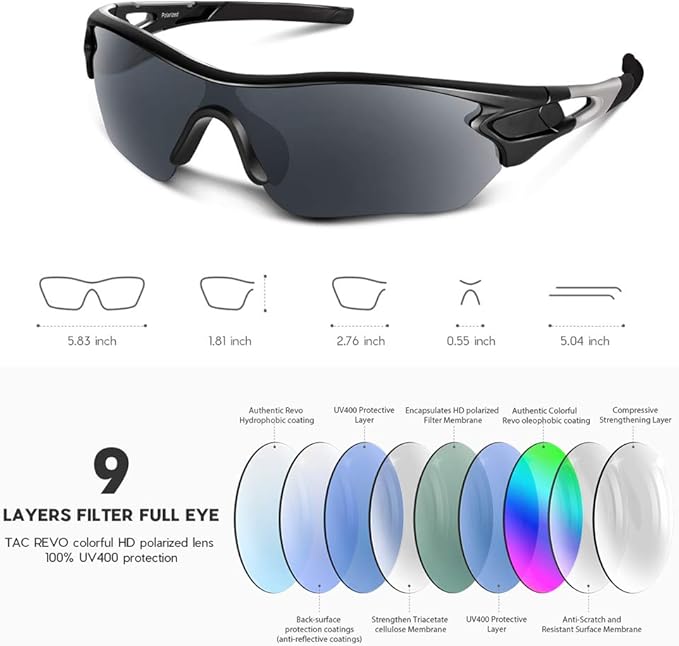 BEACOOL Polarized Sports Sunglasses for Men Women Youth Baseball Cycling Running Driving Fishing Golf Motorcycle TAC Glasses