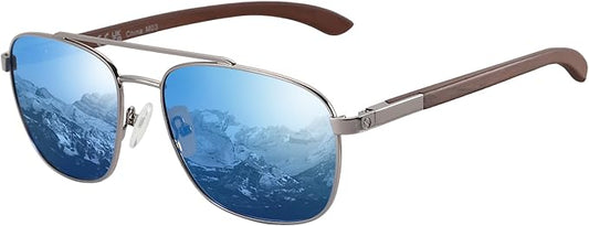 ZENOTTIC Aviator Wood Polarized Sunglasses for Men 100% UV Protection Fishing Driving Golf