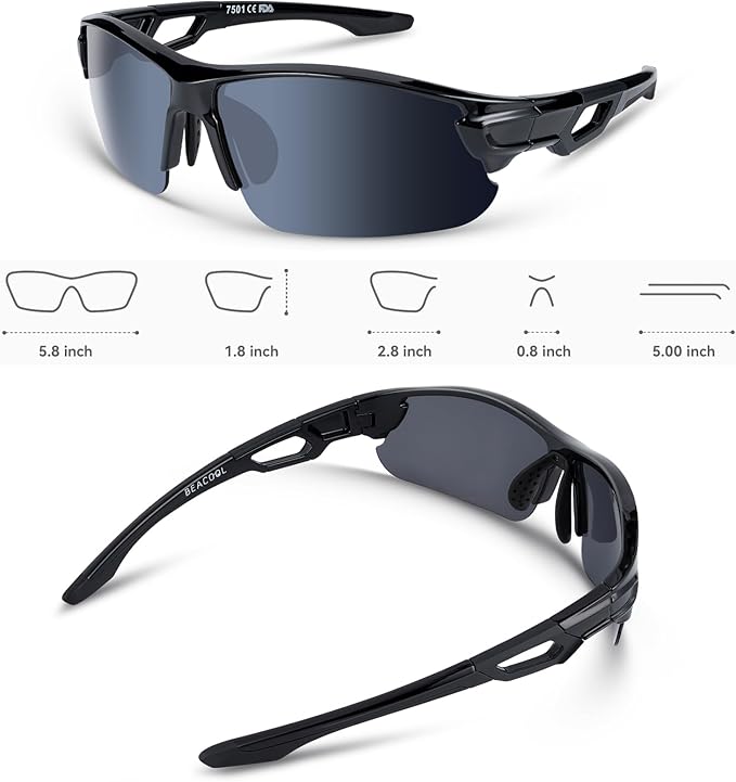 BEACOOL Polarized Sports Sunglasses for Men Women Youth Baseball Cycling Running Driving Fishing Golf Motorcycle TAC Glasses