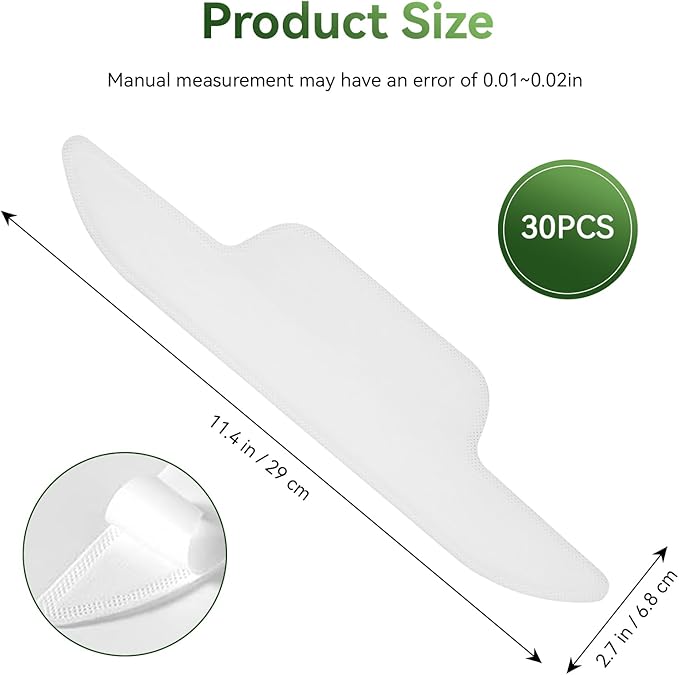 30Pcs Hat Sweat Liner for Baseball Cap, Absorbent Sweat Pads for Hats, Golf Hat Sweat Band Protector for Men & Women (White)