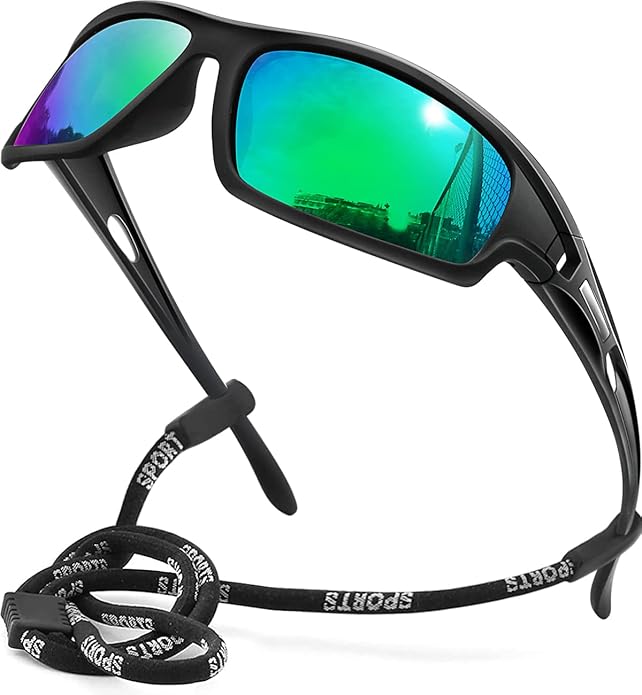 Polarized Sports Sunglasses for Men 100% UV Protection Wrap Around Unbreakable Sun Glasses for Fishing Driving