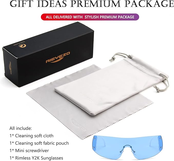 AIEYEZO Oversized Y2K Sunglasses for Women Men Trendy Retro Wrap Around Big Shield Sun Glasses