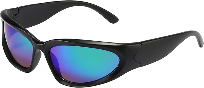 Trendy Wrap Around Sunglasses for Women Men Y2K Futuristic Swift Oval Polarized Tinted Sports Glasses