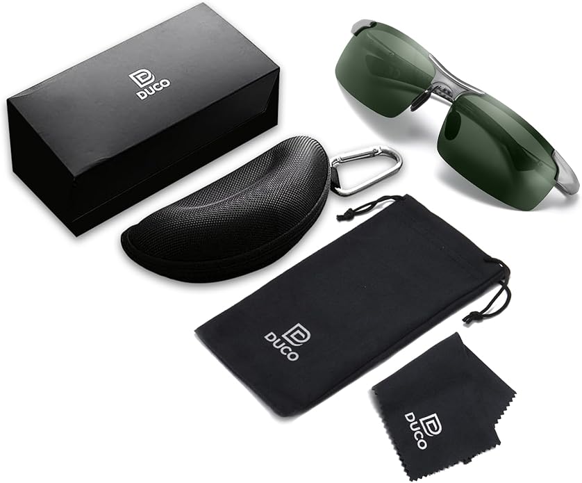 DUCO Mens Sunglasses Polarized Sports Fishing Running Driving Carbon Fiber Sunglasses for Men UV400 Protection DC8277