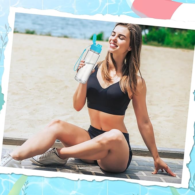 Mifoci 20 Pieces Water Bottle Bulk 17 oz Plastic Water Bottles Bulk Gym Sports Adults Reusable Large Bottles with Leak Proof Flip Top for Party Outdoor(Regular Style,Stylish Colors)