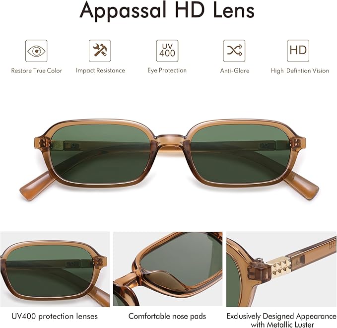 Retro Rectangular Sunglasses for Women Vintage Fashion Trendy Funny Small 90s Square Sunnies 2025 AP3698