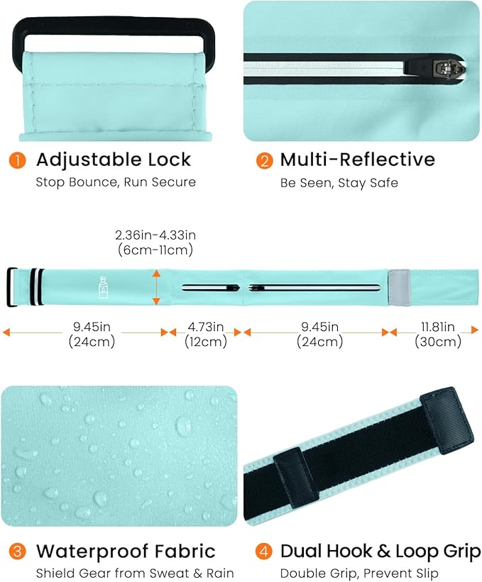 Running Belt for Women and Men, Adjustable Fanny Packs No Bounce Phone Holder for Running with Water Bottle & Headband, Waterproof Reflective Waist Packs for Runner Fits All Phones (M-Blue)