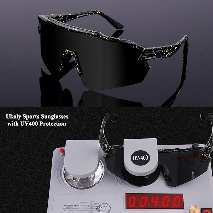 Ukoly Baseball Sunglasses For Men Women,Sports Sunglasses For Baseball Running Cycling UV400 protection TR90 Frame 615