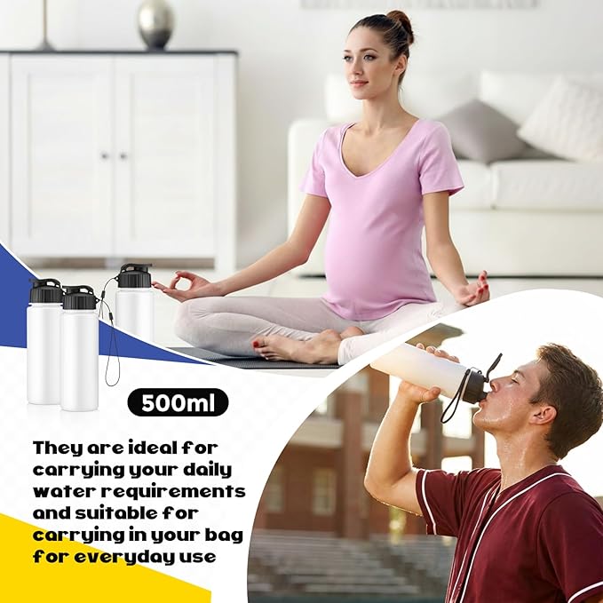 Mifoci 20 Pieces Water Bottle Bulk 17 oz Plastic Water Bottles Bulk Gym Sports Adults Reusable Large Bottles with Leak Proof Flip Top for Party Outdoor(Regular Style,Solid White)