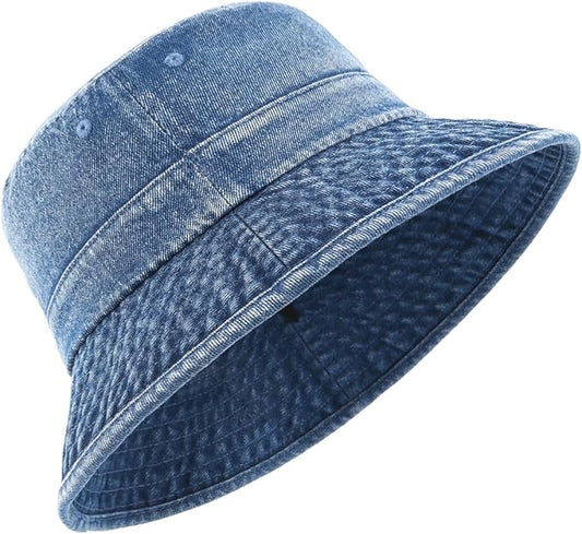 Zylioo XXL XL L M Denim Bucket Sun Hat,Oversized Jean Fisherman Hats,Adjustable Packable Summer Travel Hats