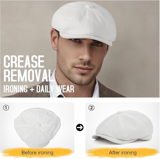 BOTVELA Men's Newsboy Gatsby Hat Cotton Vintage Flat Ivy Cabbie Cap