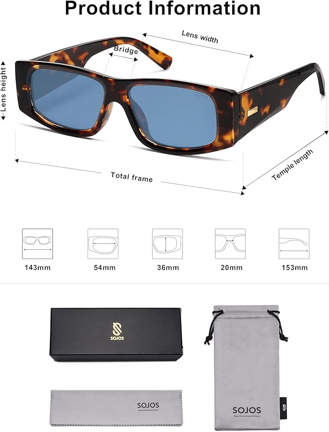 SOJOS Trendy Y2K Rectangle Polarized Sunglasses for Women Men Fashion Designer Rave Sunglasses SJ2228