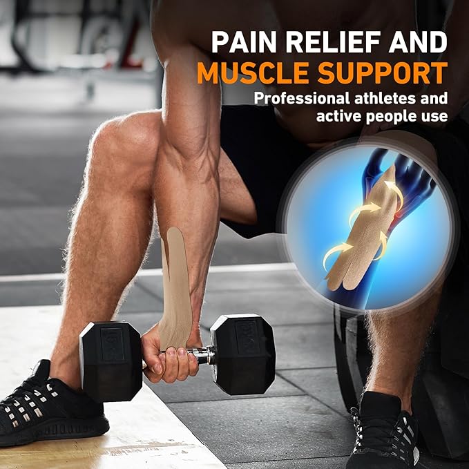 12 Count Kinesiology Tape for Thumb, Pre-Cut Waterproof KTquick Thumb Tape for Thumb Pain Relief Pre Cut, Original Cotton Athletic Tape, Durable Thumb Tape for Sports and Long-Lasting Support (Beige)