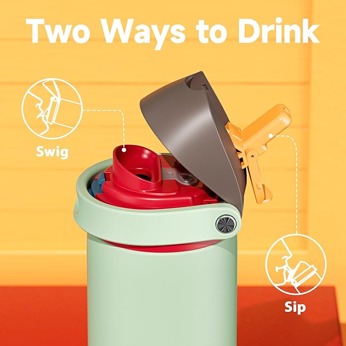 24 oz Insulated Water Bottle with Straw: Meoky Stainless Steel Metal Water Bottle with 2-in-1 Lid - Leak Proof, Cold for 24 Hours, Protective Silicone Base, BPA-Free for Sports Travel Car, Boneyard