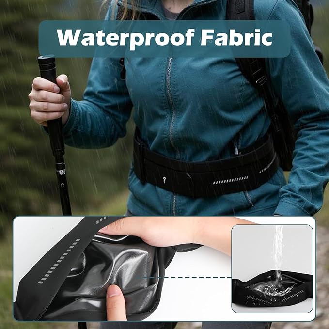 Lsnisni Slim Running Belt for Men and Women, Running Waist Pack with Water Bottle & Towel, Multi Pocket Fanny Pack - Phone Holder, Adjustable for Running, Climbing - Medium