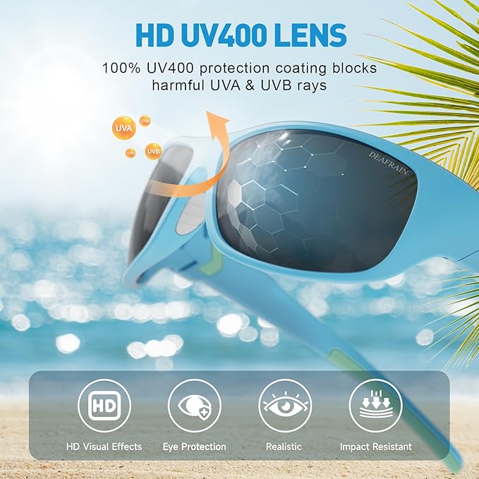 DEAFRAIN Polarized Sports Sunglasses for Men Women Driving Fishing Cycling Running UV Protection