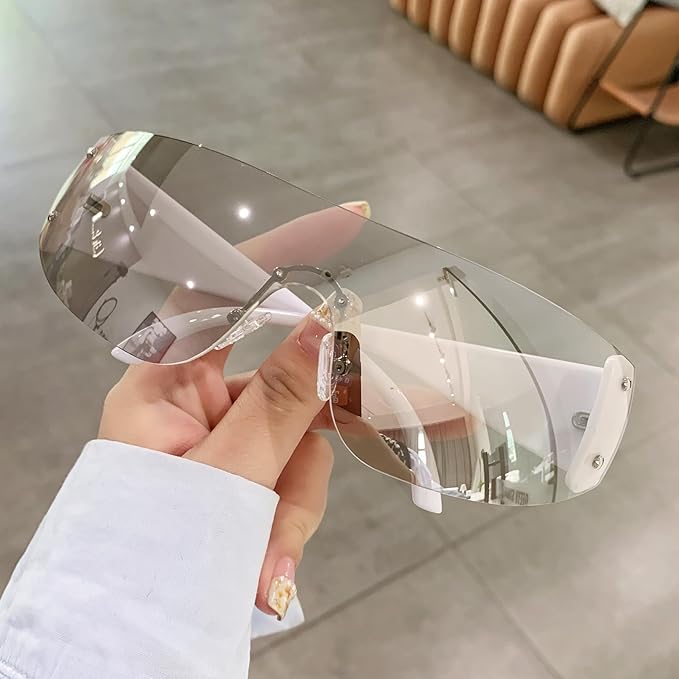 AIEYEZO Oversized Y2K Sunglasses for Women Men Trendy Retro Wrap Around Big Shield Sun Glasses