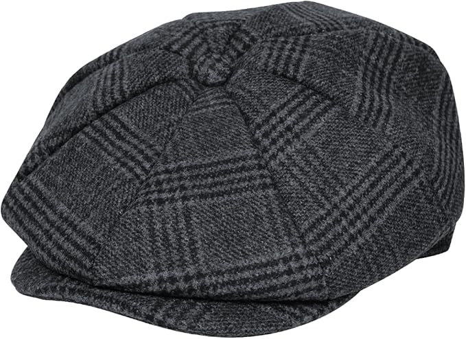 KUJUHA Wool Newsboy Cap for Men Flat Irish Cabbie Ivy Gatsby Newsboy Driving Hat Hunting Cap