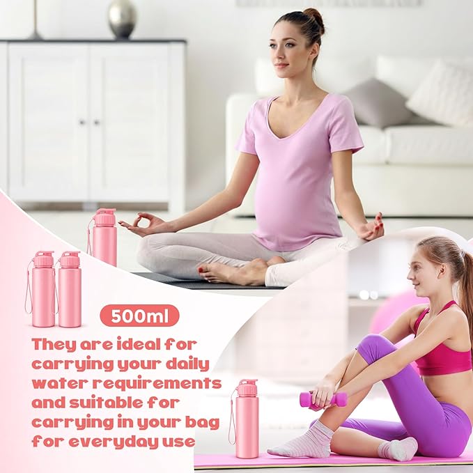 Mifoci 20 Pieces Water Bottle Bulk 17 oz Plastic Water Bottles Bulk Gym Sports Adults Reusable Large Bottles with Leak Proof Flip Top for Party Outdoor(Regular Style,Solid Pink)