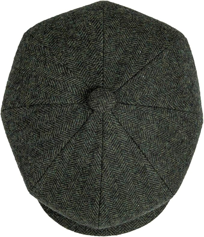Men Wool Blend 8 Panel Newsboy Cap Tweed Cabbie Hat Snap Brim