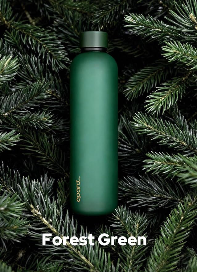 Opard Slim Water Bottle 32oz, Dishwasher Safe Plastic Water Bottle BPA-Free, Leakproof Screw Top, Forest Green, Reusable for Travel School Sport Gym Hiking