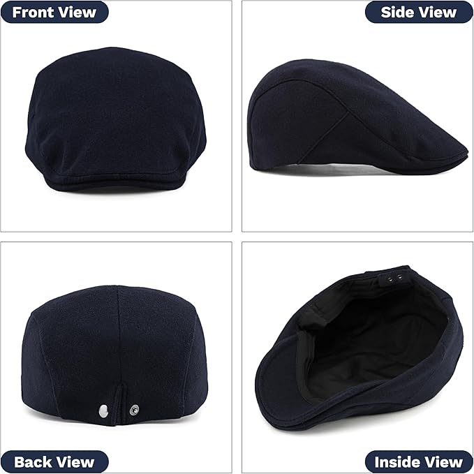 KUJUHA Newsboy Hats for Men Flat Irish Cabbie Ivy Gatsby Newsboy Driving Hat Hunting Cap Winter Hat